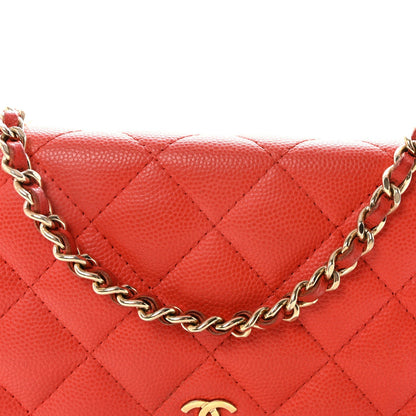 Caviar Quilted Wallet On Chain WOC Red