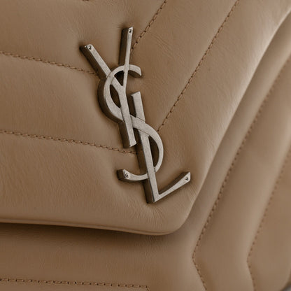 Calfskin Y Quilted Monogram Small Loulou Chain Satchel Dark Beige