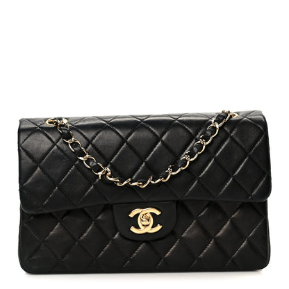 Lambskin Quilted Small Double Flap Black