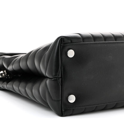 Calfskin Y Quilted Monogram Large Loulou Chain Satchel Black