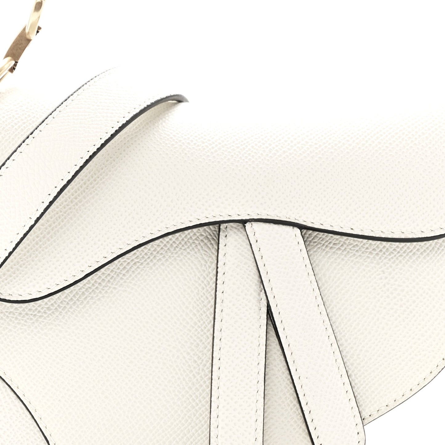 Grained Calfskin Mini Saddle Bag With Strap White