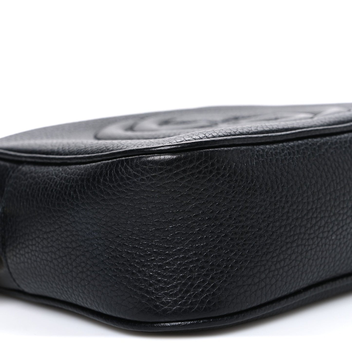 Pebbled Calfskin Small Soho Disco Bag Black
