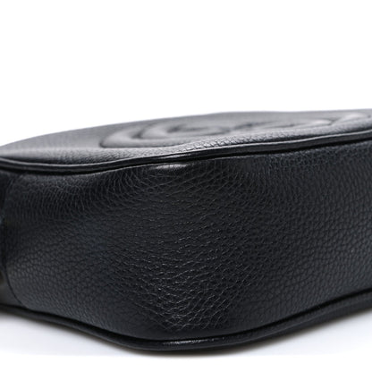 Pebbled Calfskin Small Soho Disco Bag Black