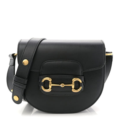 Azalea Calfskin Mini Horsebit 1955 Rounded Shoulder Bag Black