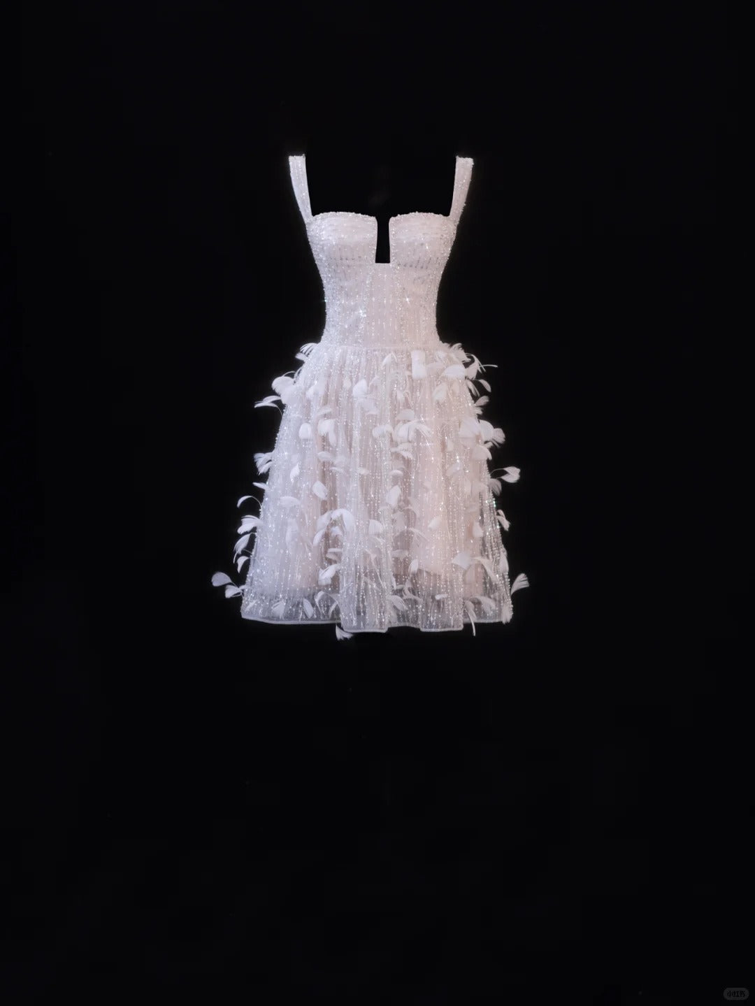formaldressy-Pink Feather Exquisite Beaded Short Tulle Homecoming Dress Birthday Party Dress gh5377