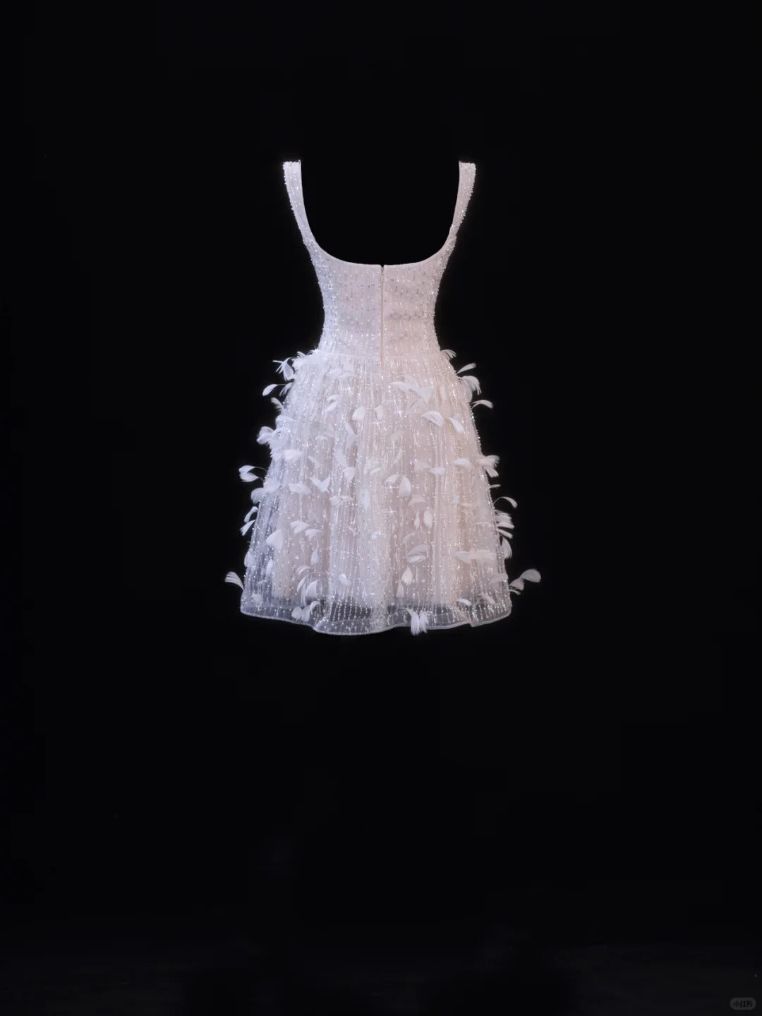 formaldressy-Pink Feather Exquisite Beaded Short Tulle Homecoming Dress Birthday Party Dress gh5377