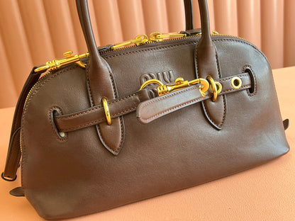 Briarwood Aventure Nappa Leather Top-handle Bag 33cm Chocolate 231061