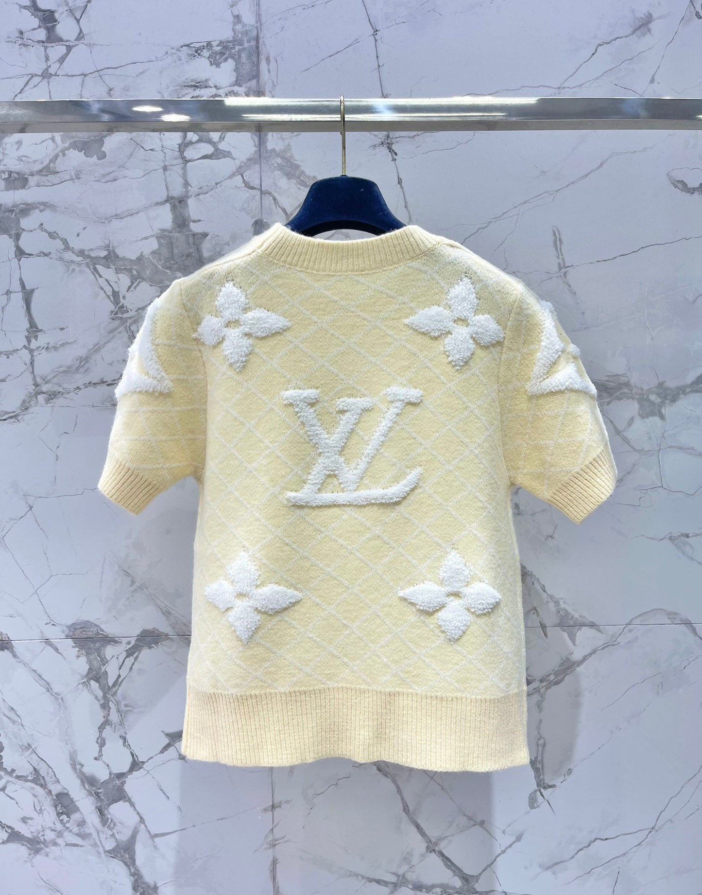 LV Flower T Shirt Light Yellow Polyamide Wool