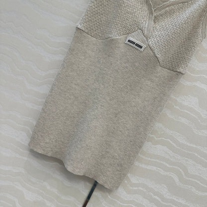 Miu SS26 Knit Top Ivory Cotton 351114