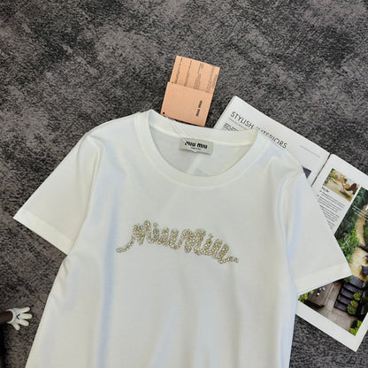 Miu SS26 Short-Sleeve T-Shirt Cotton 350689