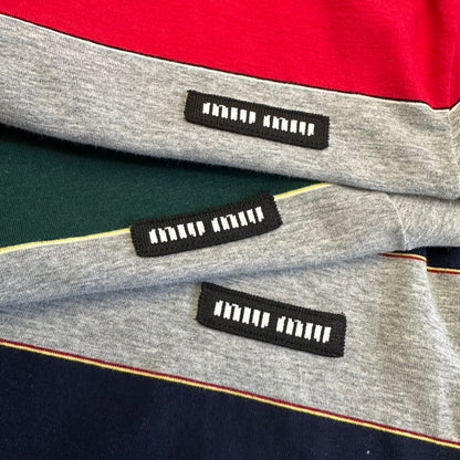Miu SS26 Striped Jersey Polo Shirt Cotton 350620