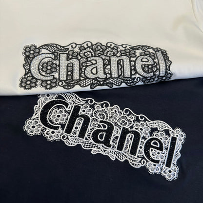 CC SS26 Lace Embroidery Logo T-Shirt Cotton 350573