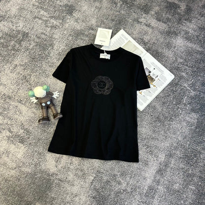 Chanel 2026 Flower T-Shirt Black and White Cotton 359322