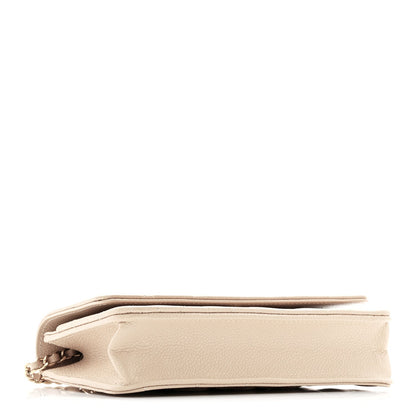 Caviar Quilted Wallet on Chain WOC Beige