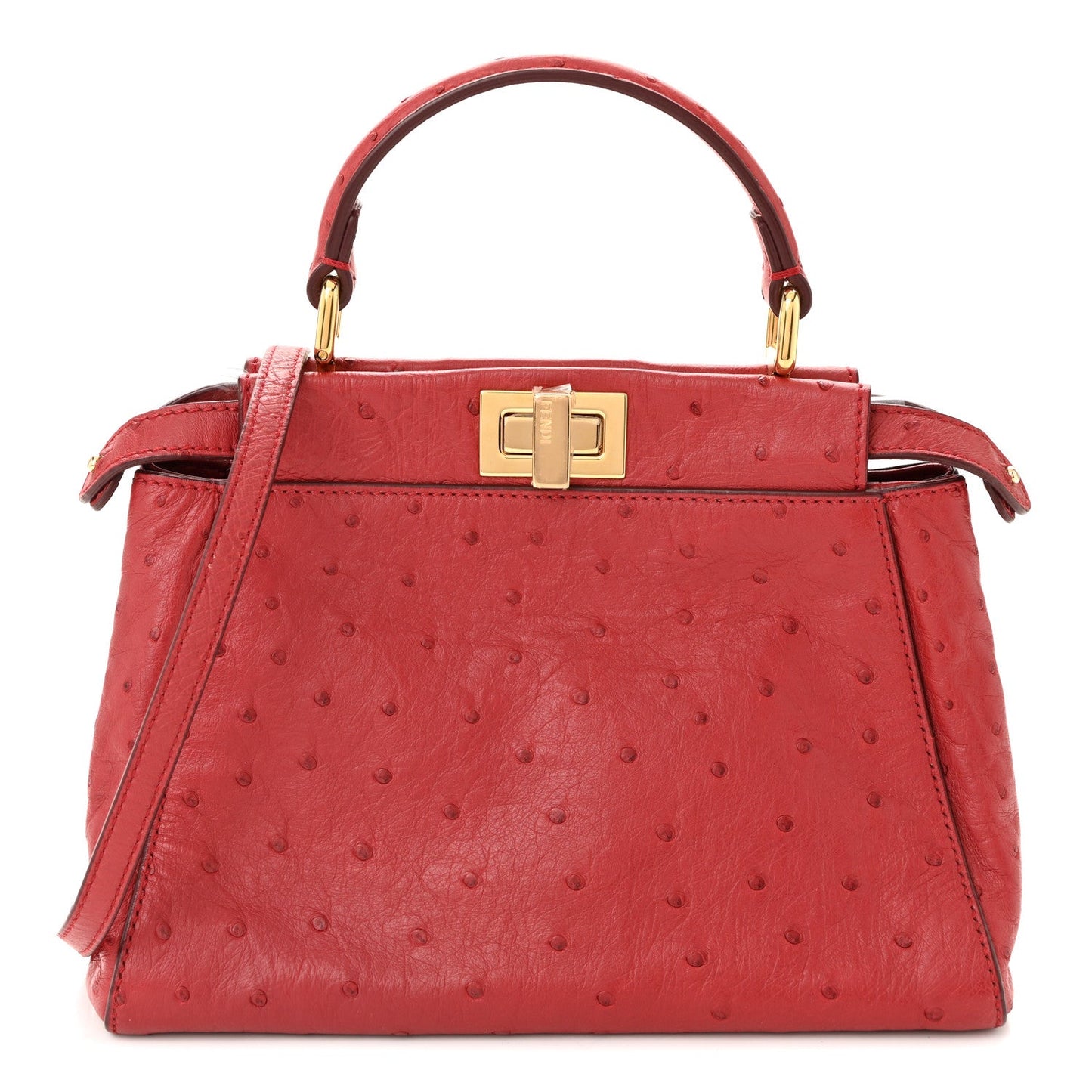 Ostrich Shiny Nappa Mini Peekaboo Iconic Satchel Fragola