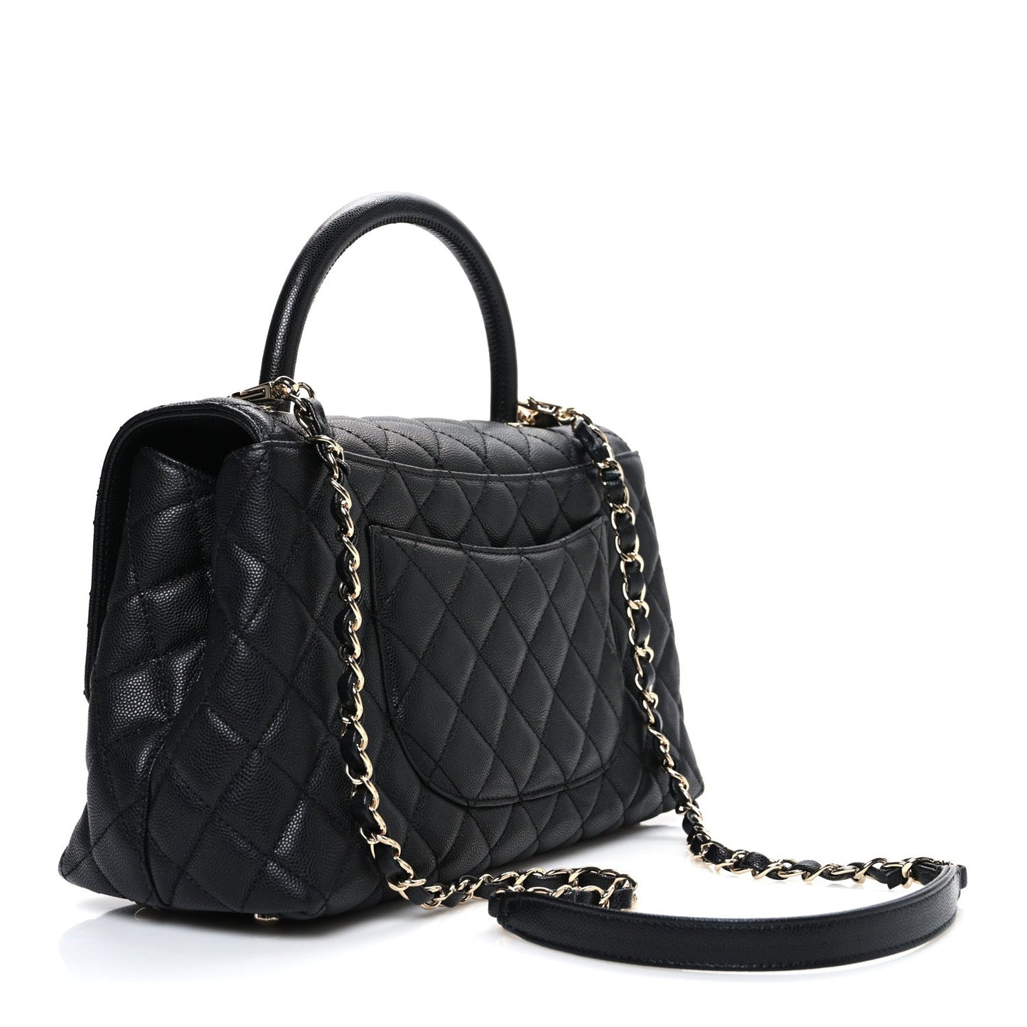 Caviar Quilted Small Coco Handle Flap Black
