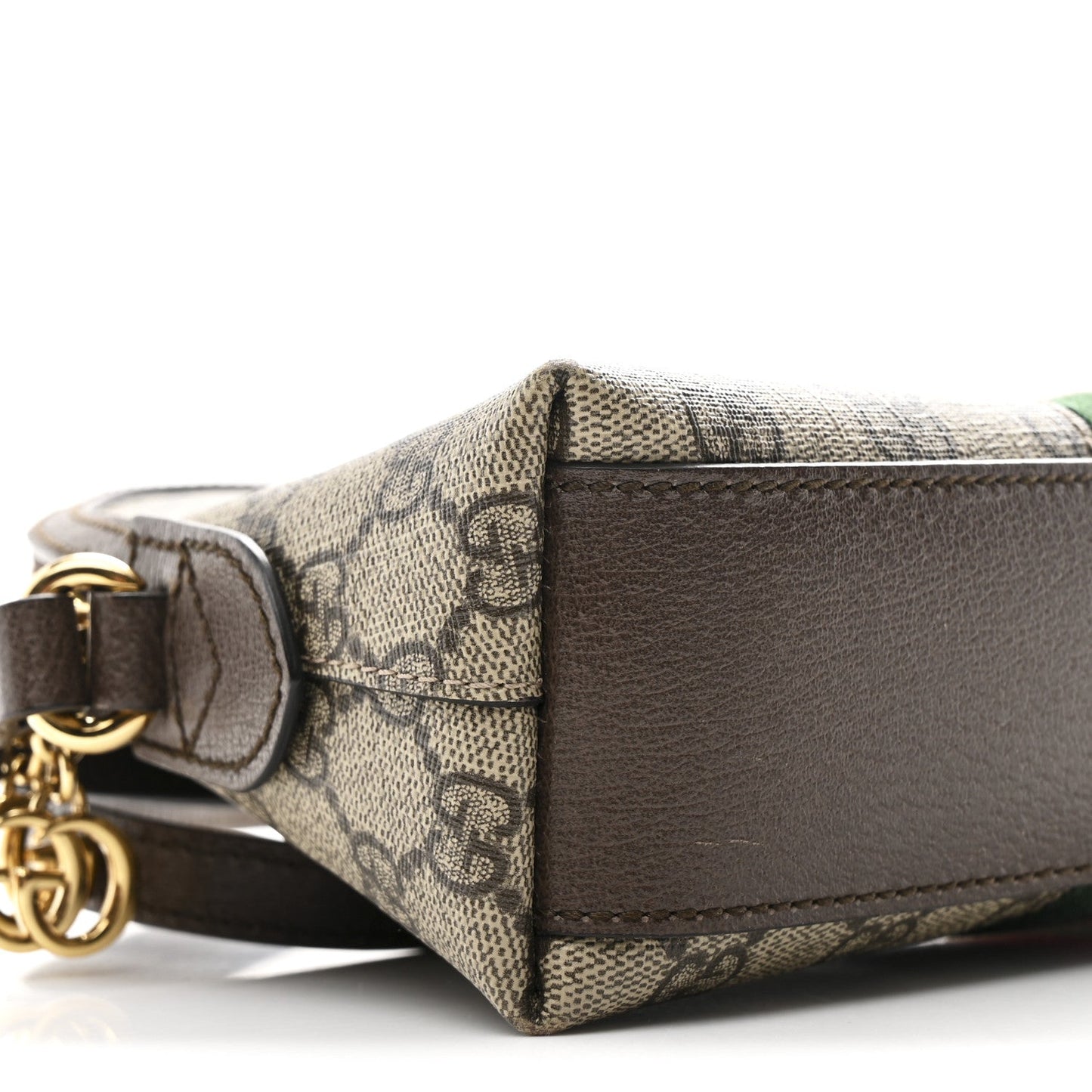 GG Supreme Monogram Textured Dollar Calfskin Web Small Ophidia Dome Shoulder Bag Beige Ebony New Acero