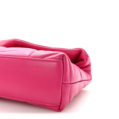 Lambskin Quilted Toy Loulou Puffer Monogram Chain Satchel Bubblegum