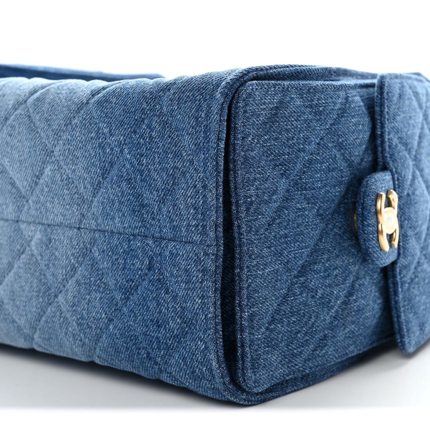 Washed Denim Quilted Small Chanel 25 Handbag Blue