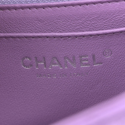 Lambskin Quilted Mini Rectangular Flap Purple