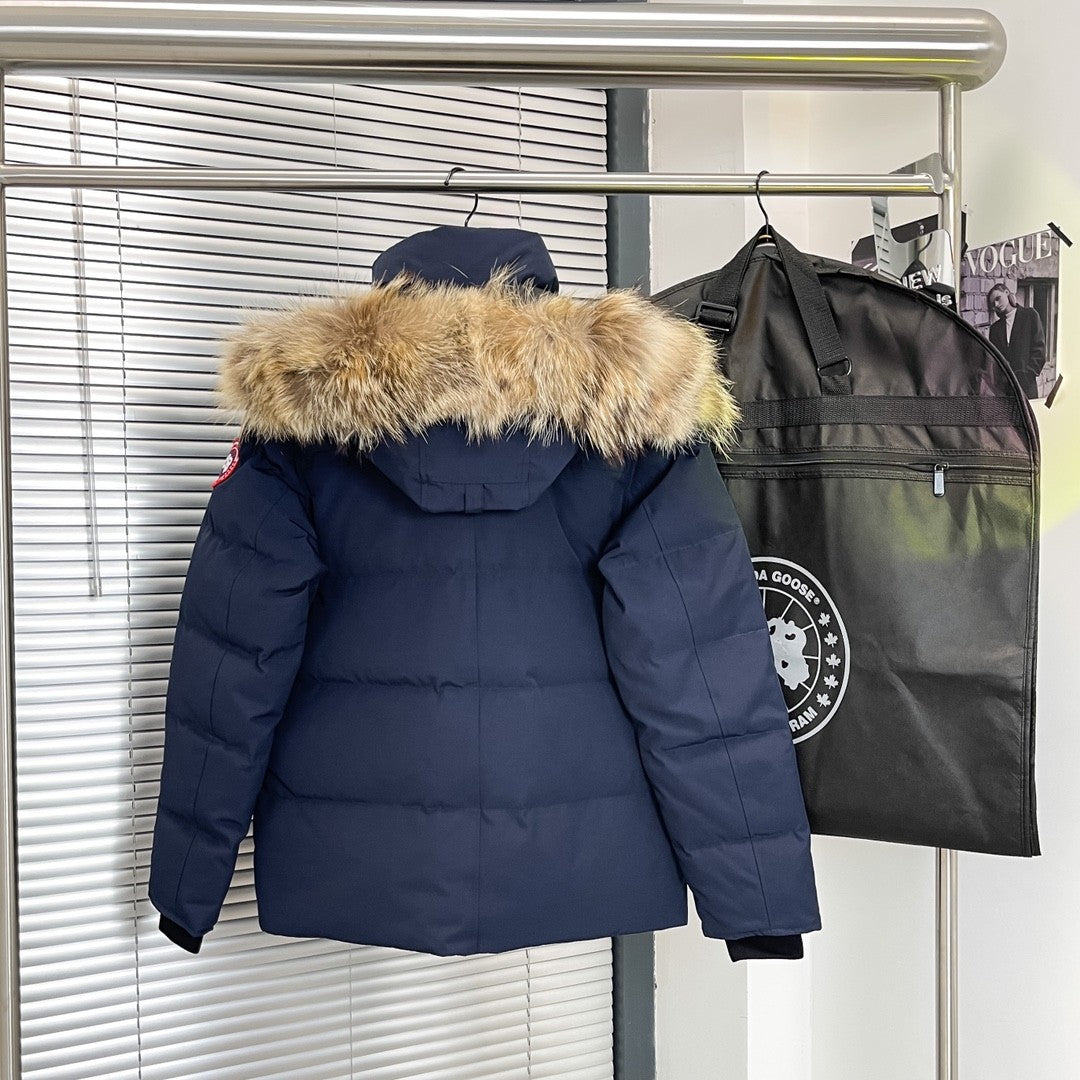 C. Goose Down Jacket Navy Blue Polyester 0022