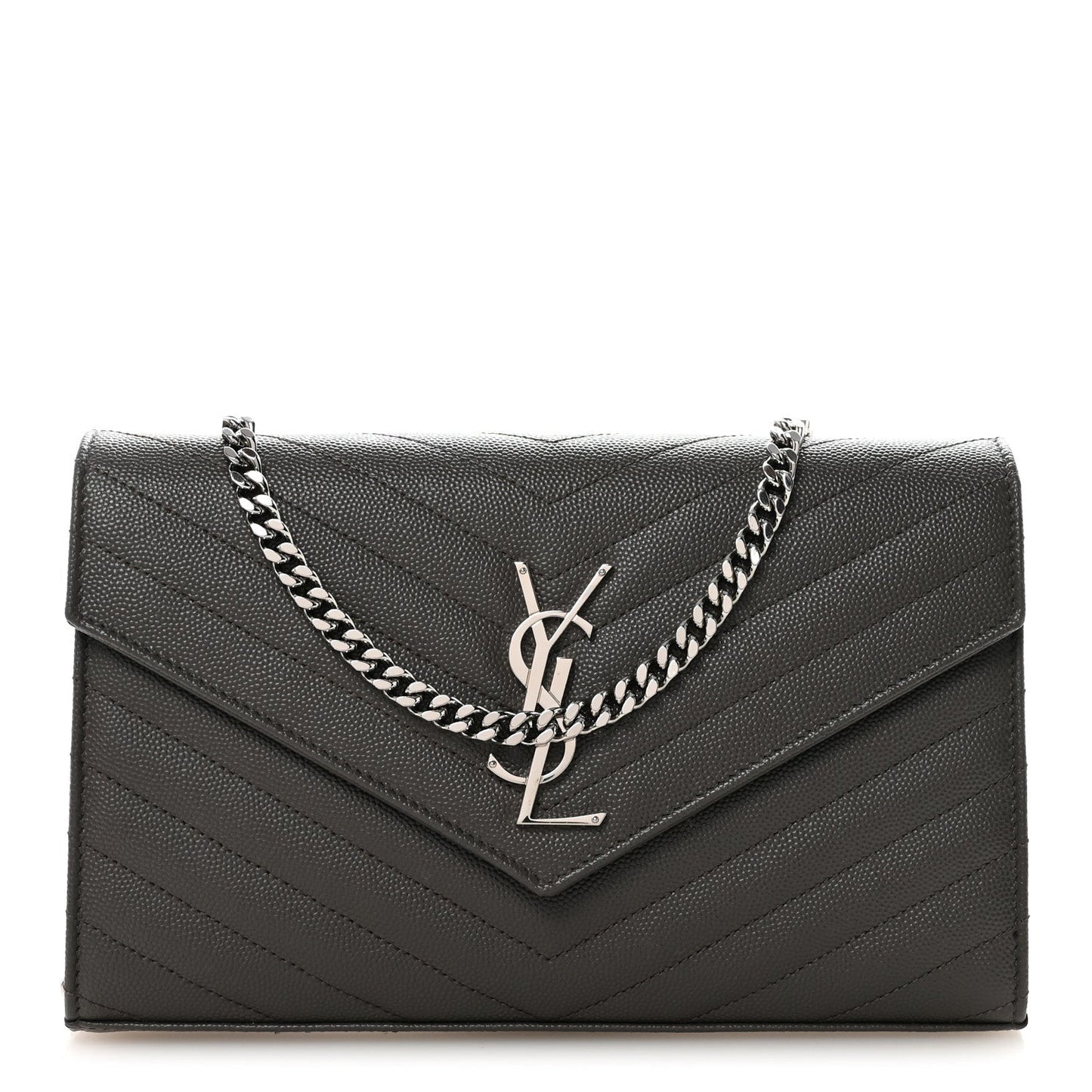 Grain De Poudre Matelasse Chevron Monogram Chain Wallet Earth