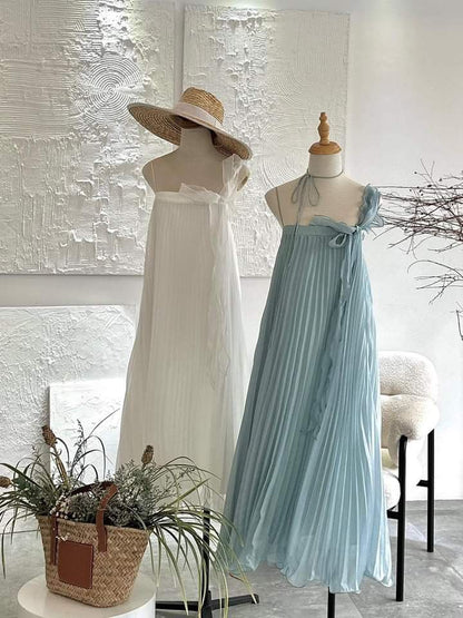 formaldressy--White/Blue/Pink/Black Suspender Long Chiffon Travel Holiday Dress gh5684