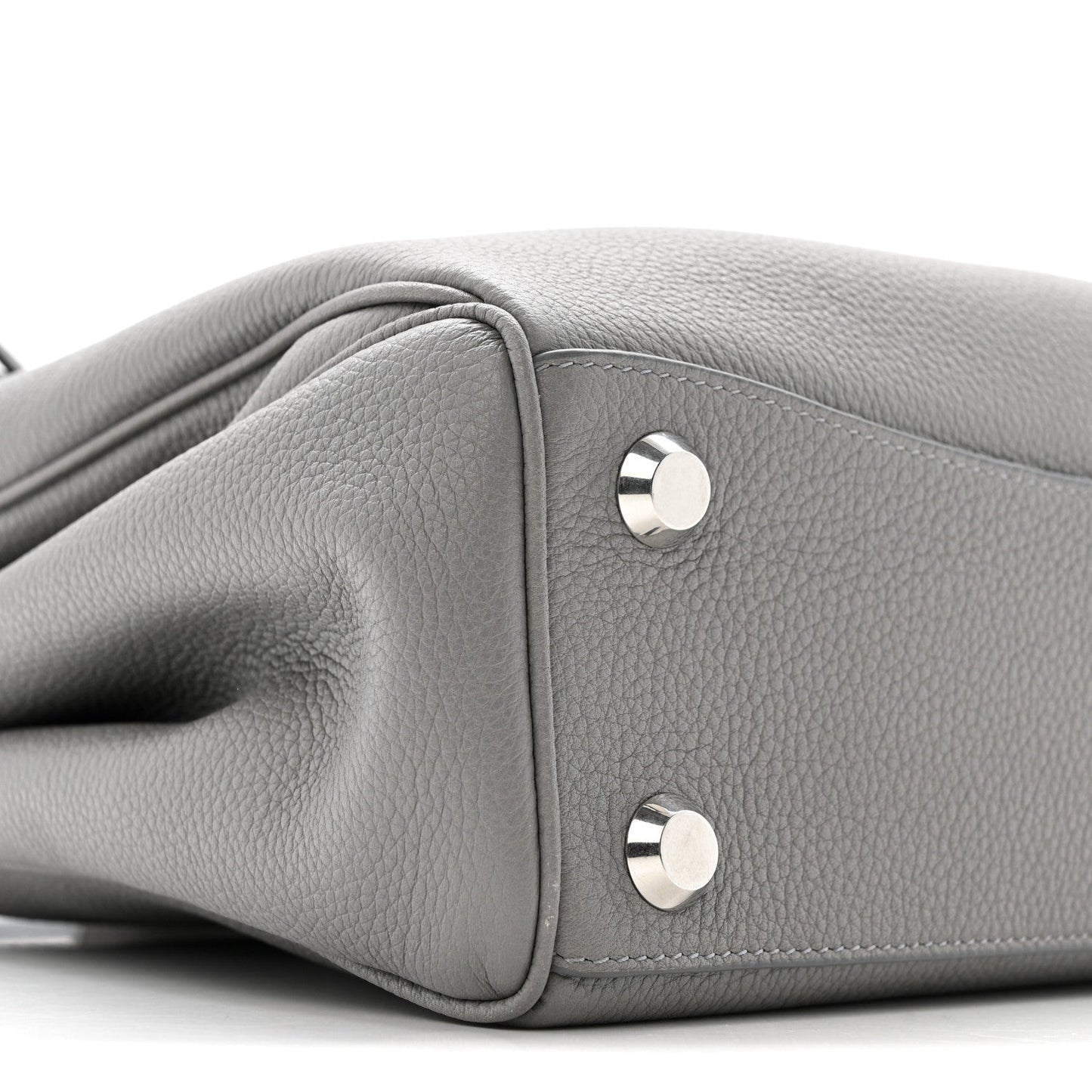 Grained Calfskin Small Rodeo Top Handle Handbag Grey