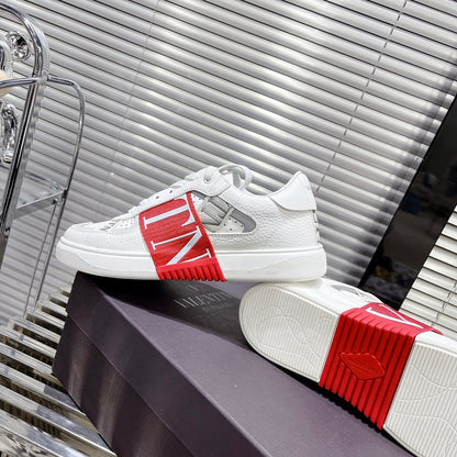 Valenti Low Top VL7N White Mix Red Calfskin And Canvas 993732