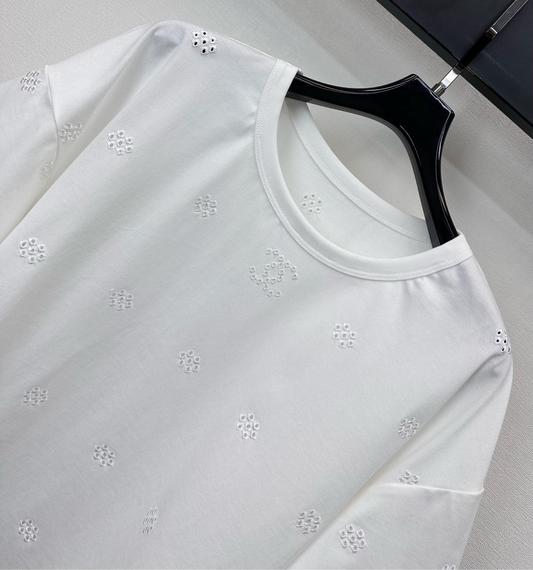CC SS26 Laser-embroidered Cropped T-shirt White Cotton 350313