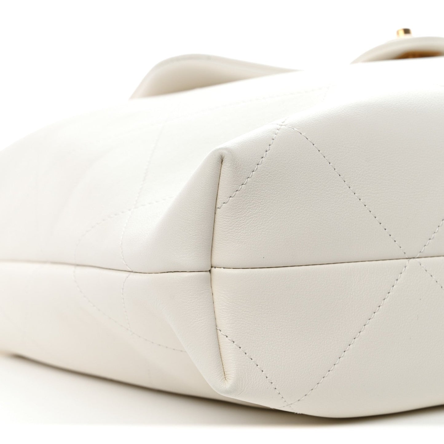 Calfskin Quilted Small Maxi Chain Hobo White