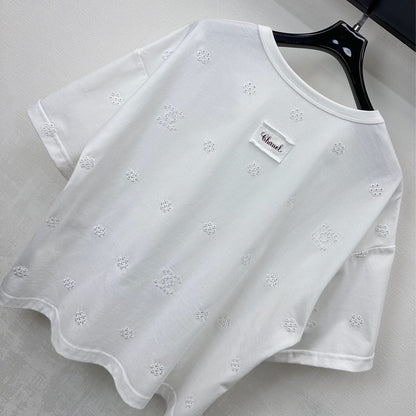 CC SS26 Laser-embroidered Cropped T-shirt White Cotton 350313
