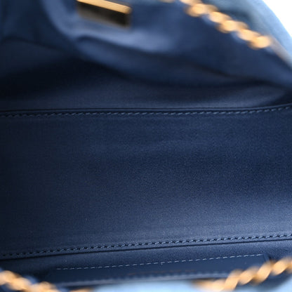 Washed Denim Quilted Mini Chanel 25 Handbag Blue