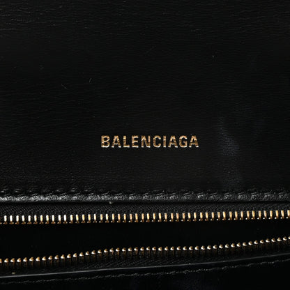 Shiny Box Calfskin Small Hourglass Top Handle Bag Black
