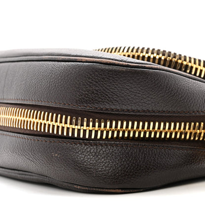 Grained Calfskin Medium Jennifer Crossbody Bag Brown