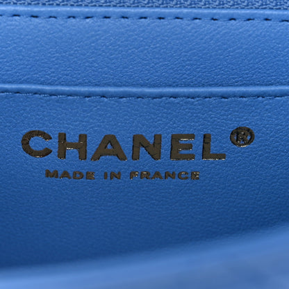 Lambskin Quilted Mini Top Handle Rectangular Flap Blue