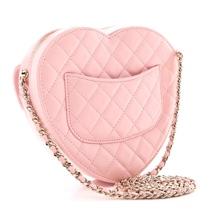 Lambskin Quilted Large CC In Love Heart Bag Light Pink