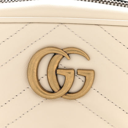 Calfskin Matelasse Small GG Marmont Chain Shoulder Bag White