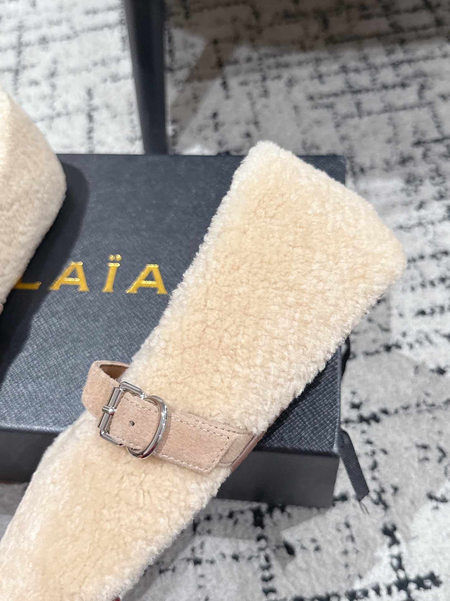 Alaia 2025 Ballet Flat Beige Wool 558649