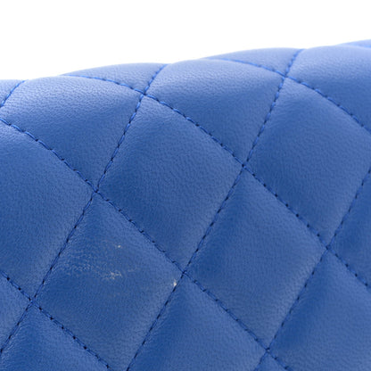 Lambskin Quilted Clutch with Chain Blue