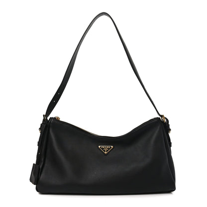 Soft Calfskin Large Aimée Shoulder Bag Black