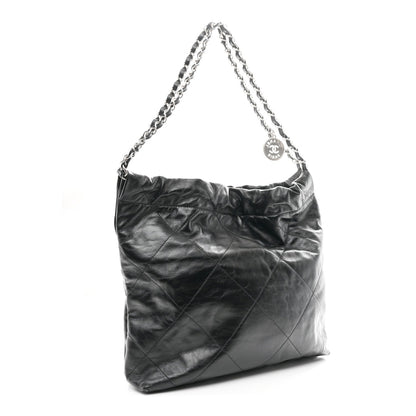 Shiny Calfskin Quilted Small Chanel 22 Black