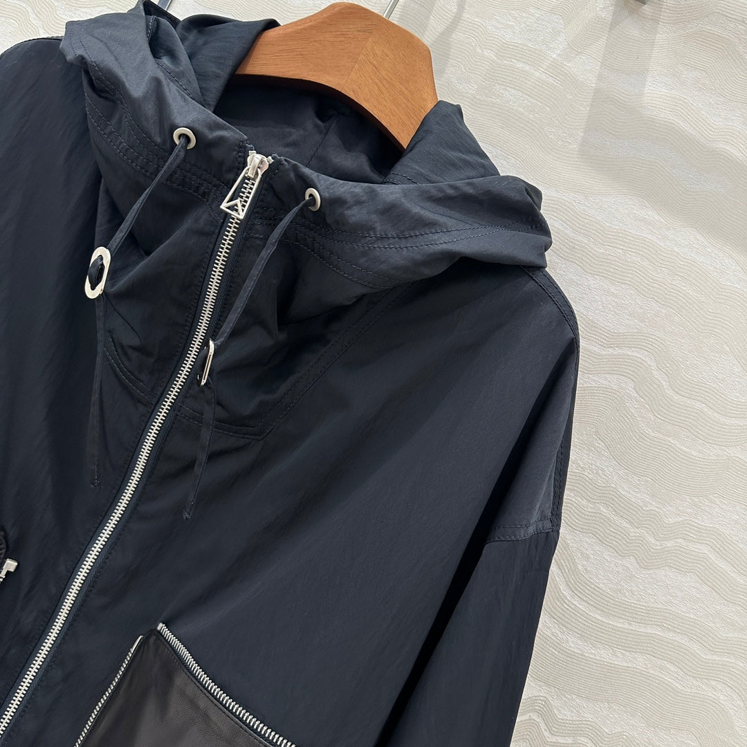 BV Silhouette Jacket Lambskin Pockets in Black Recycled Nylon