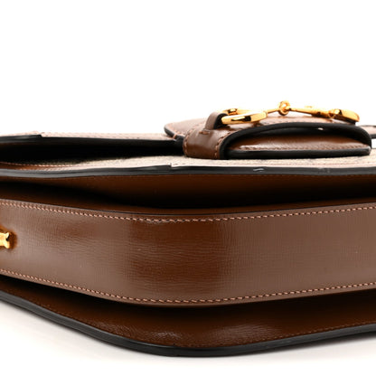 GG Supreme Monogram Horsebit 1955 Shoulder Bag Beige Brown Sugar