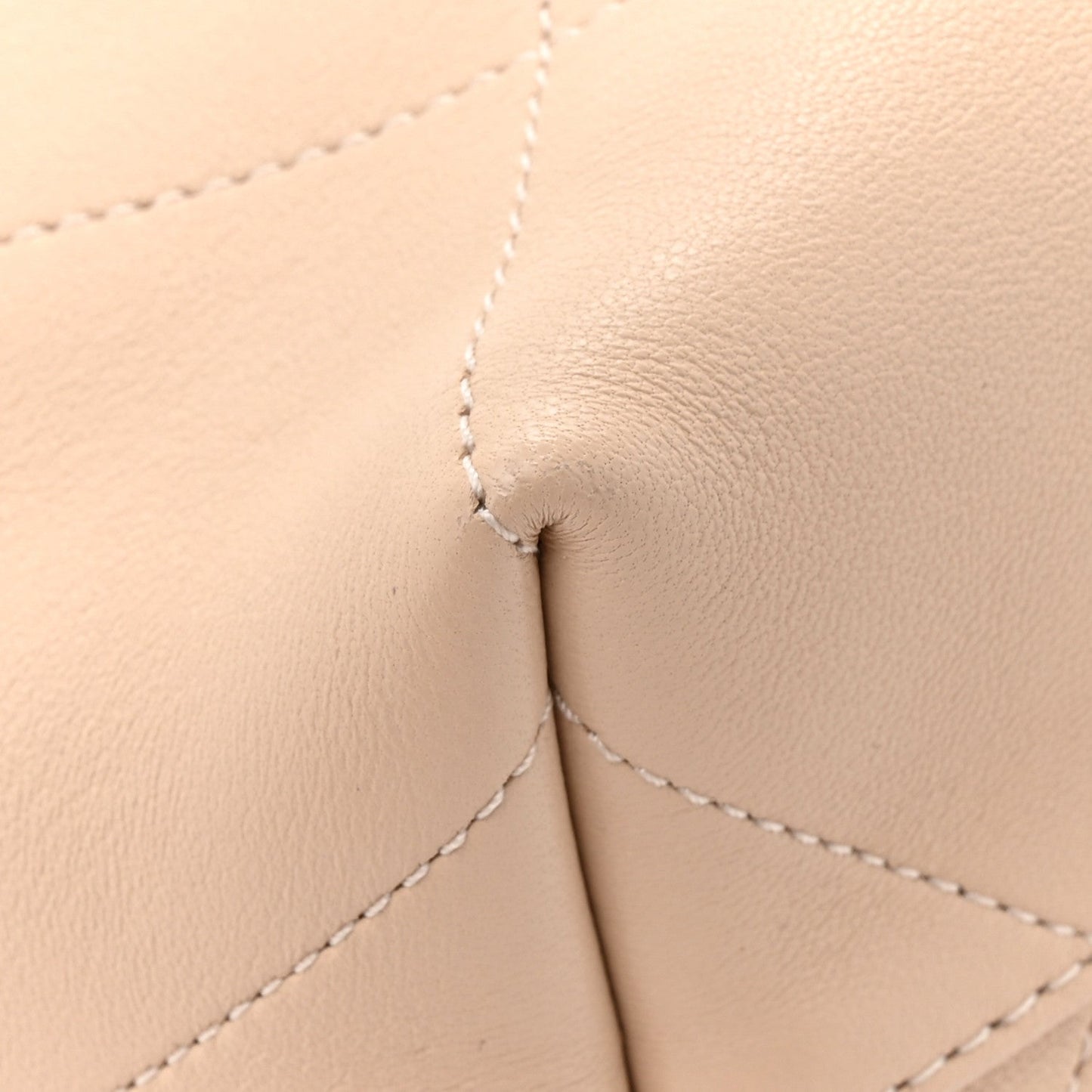 Shiny Lambskin Quilted Small Hobo Beige