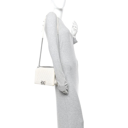 Lambskin Perforated Medium Boy Flap White