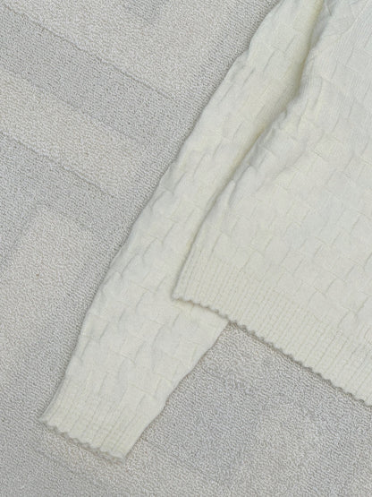 Chanel 2025 Polo Neck High-Waisted Short Knit Cardigan White Wool