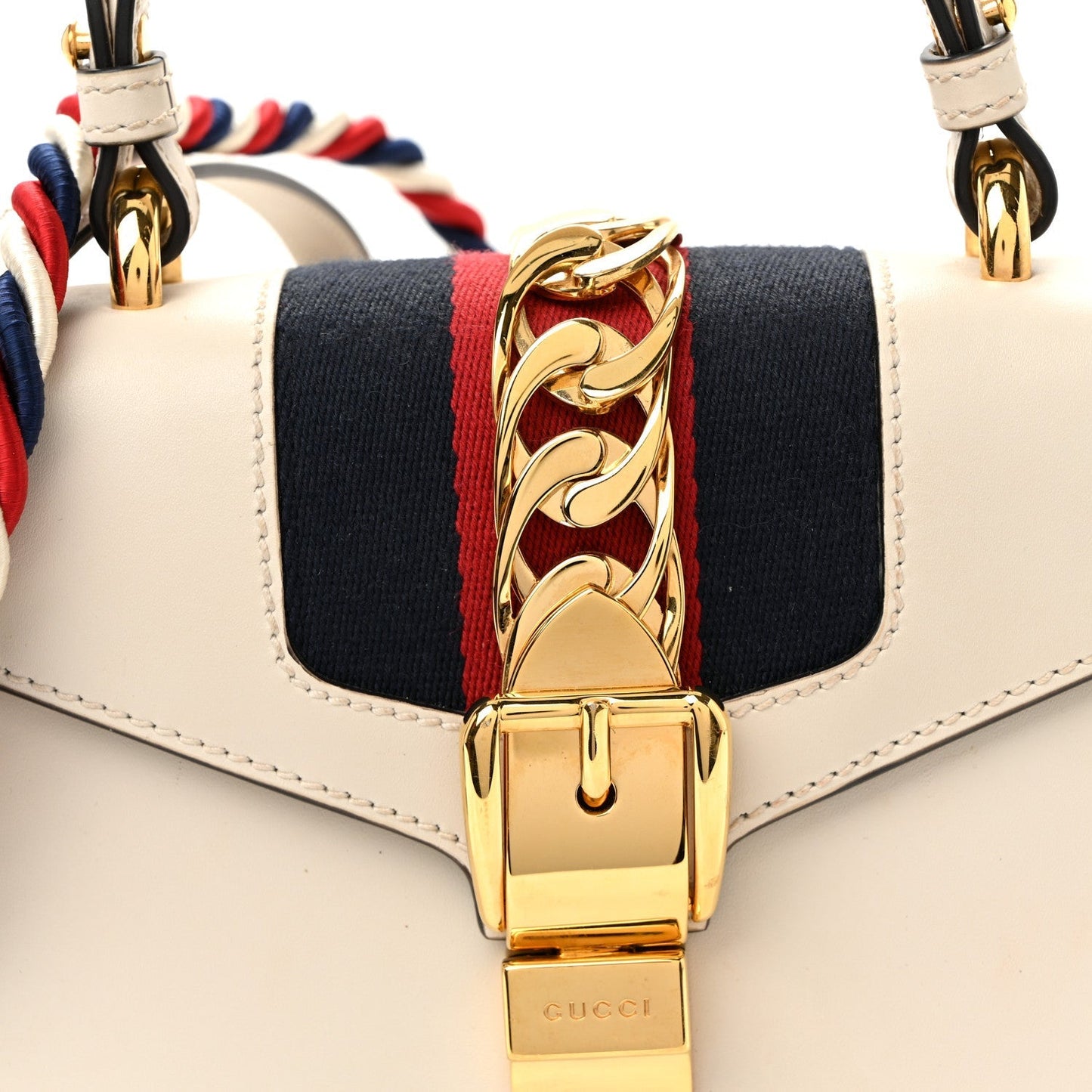 Calfskin Mini Sylvie Top Handle Bag White
