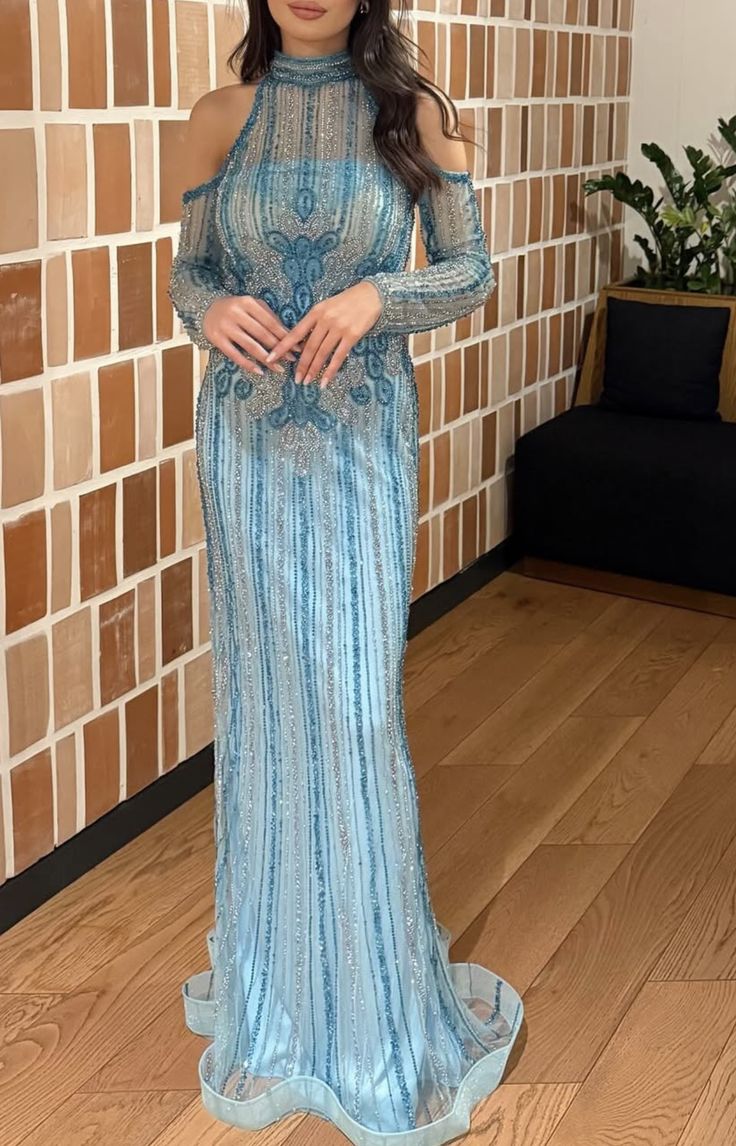 formaldressy-Blue Elegant Long Off-Shoulder Prom Dress gh6259