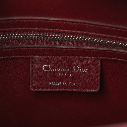 Lambskin Woven Tweed Large Lady Dior Red Multicolor
